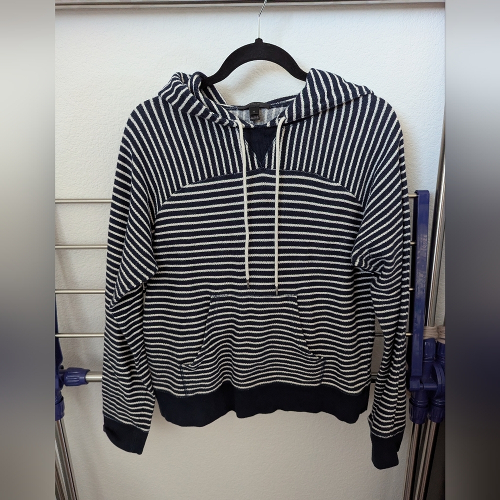 J Crew navy/white striped cotton terry sweatshirt, M